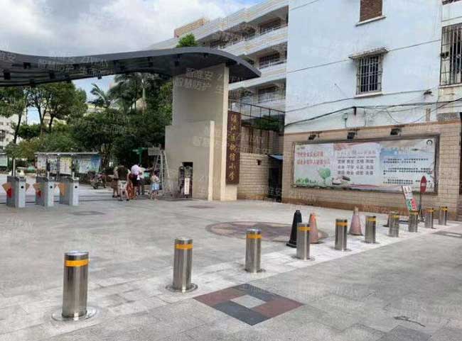 湛江湞江區(qū)執(zhí)信小學(xué)升降柱案例 - 中出網(wǎng)-智能出入口門戶