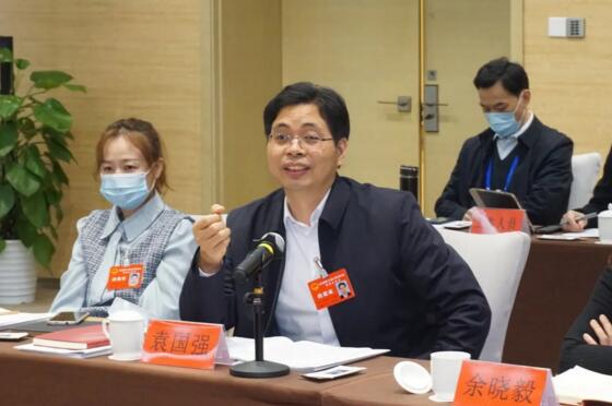 省人大代表、江蘇國強董事長袁國強在審議會上發(fā)言