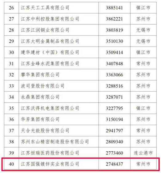 江蘇民營(yíng)企業(yè)制造業(yè)100強(qiáng)