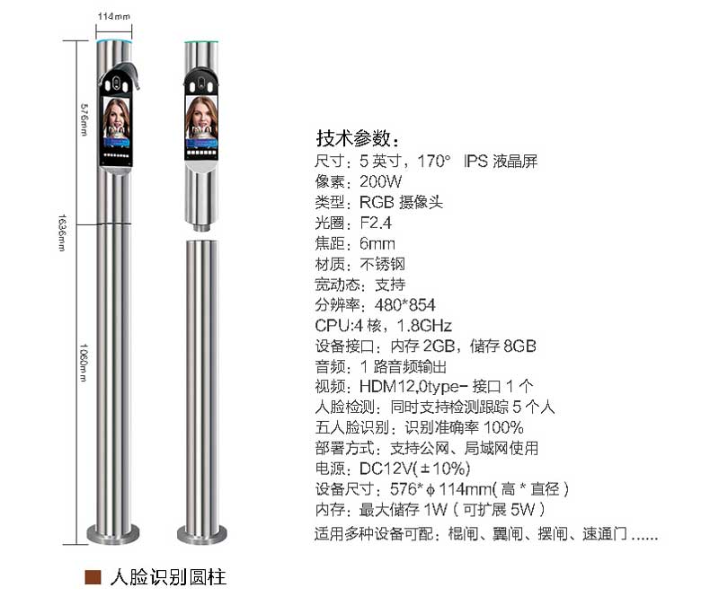 人臉識別圓柱