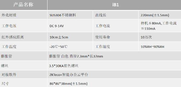 紅外感應開關iB1產(chǎn)品參數(shù)