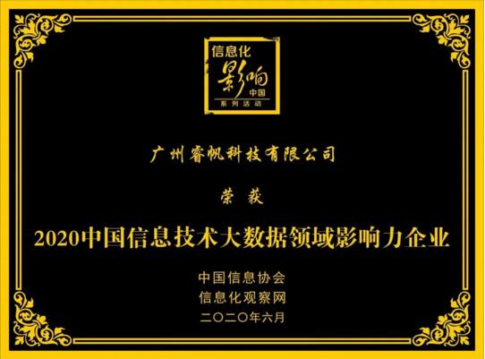 佳都科技參股公司睿帆科技榮獲2020中國(guó)信息技術(shù)大數(shù)據(jù)領(lǐng)域影響力企業(yè)