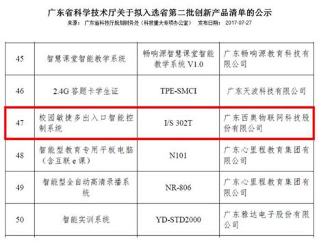 創(chuàng)新驅(qū)動！西奧入選“廣東省創(chuàng)新產(chǎn)品清單”