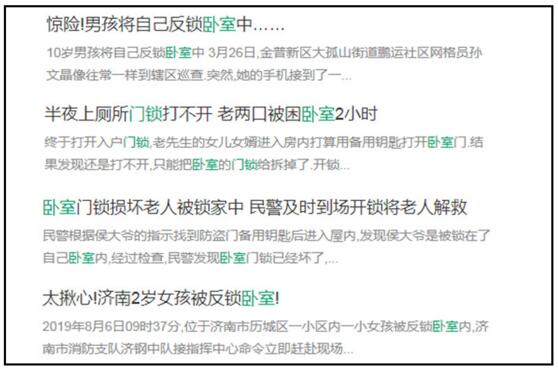 臥室鎖沒選好，頻發(fā)意外事故